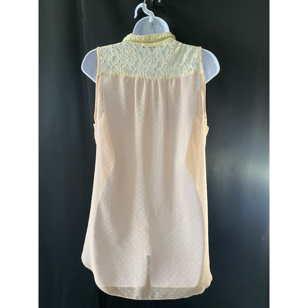 HeartSoul Womens Sheer Polka Dot Lace Collar Shirt Size Large Whimsical Coquette - Picture 4 of 13